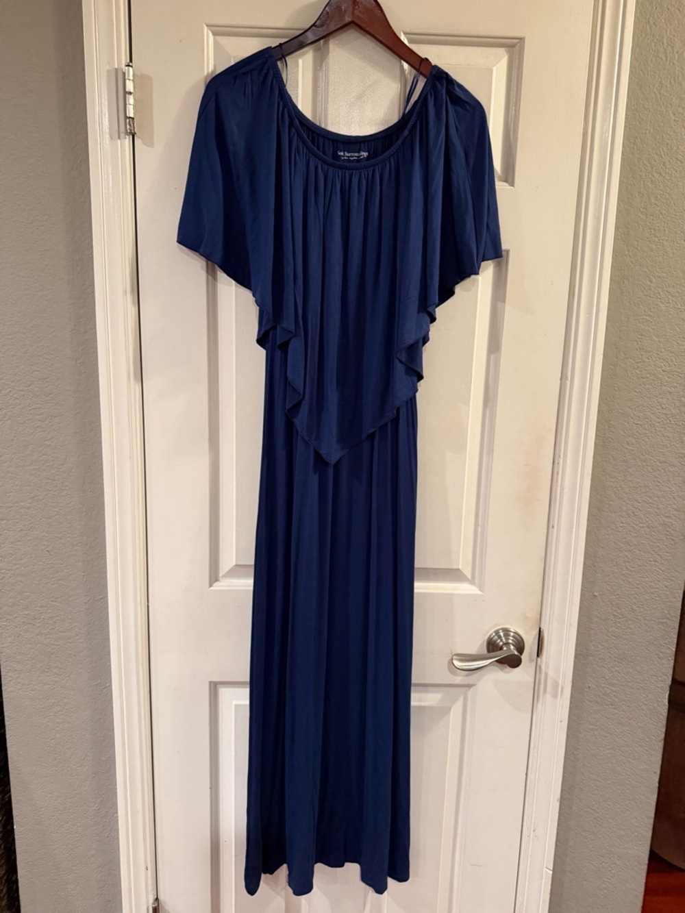 Soft Surroundings off shoulder maxi navy size small drape overlay boho travel